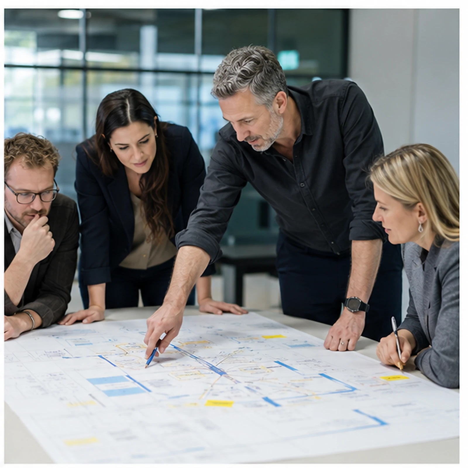 Consultants and business leaders in a working session