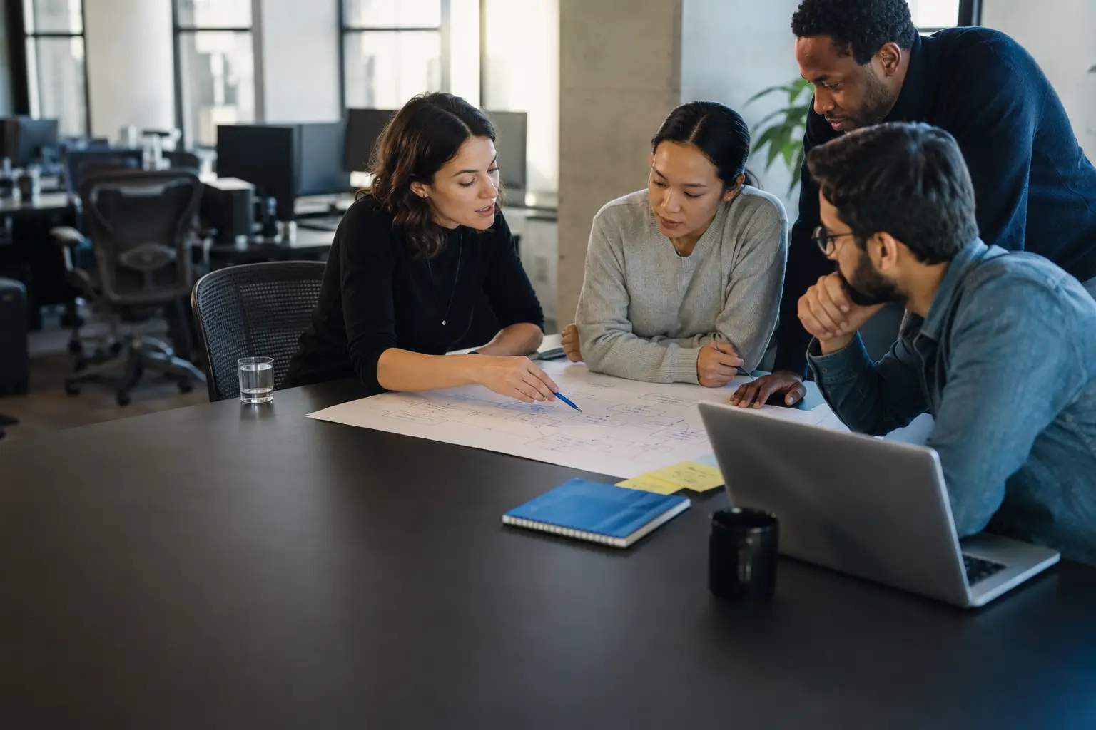 Team evaluating an AI-enabled workflow