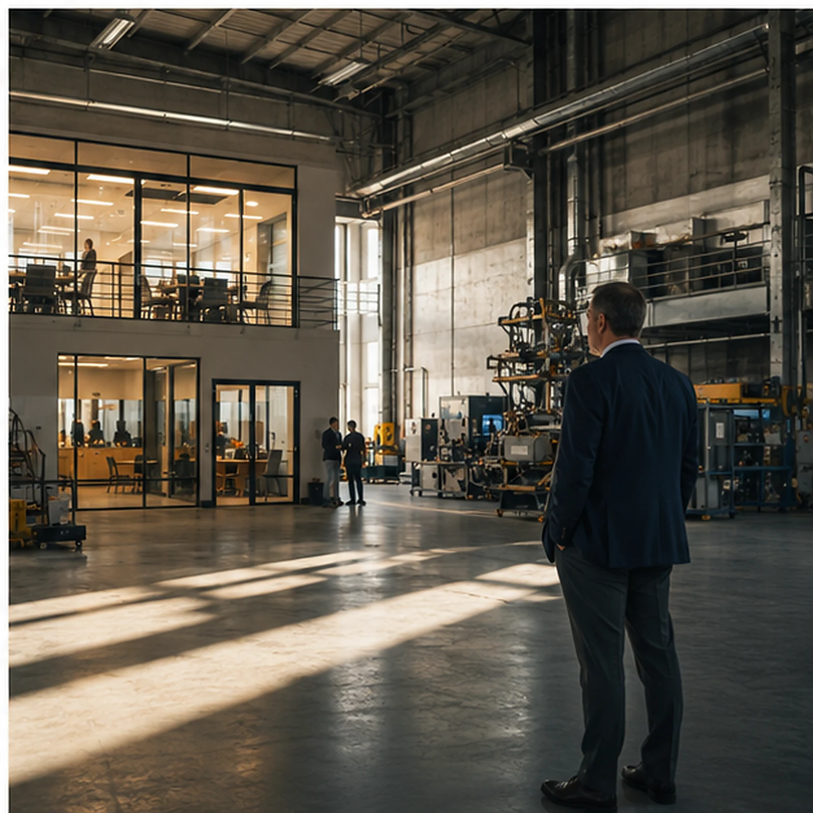 Business leader observing an active operational environment