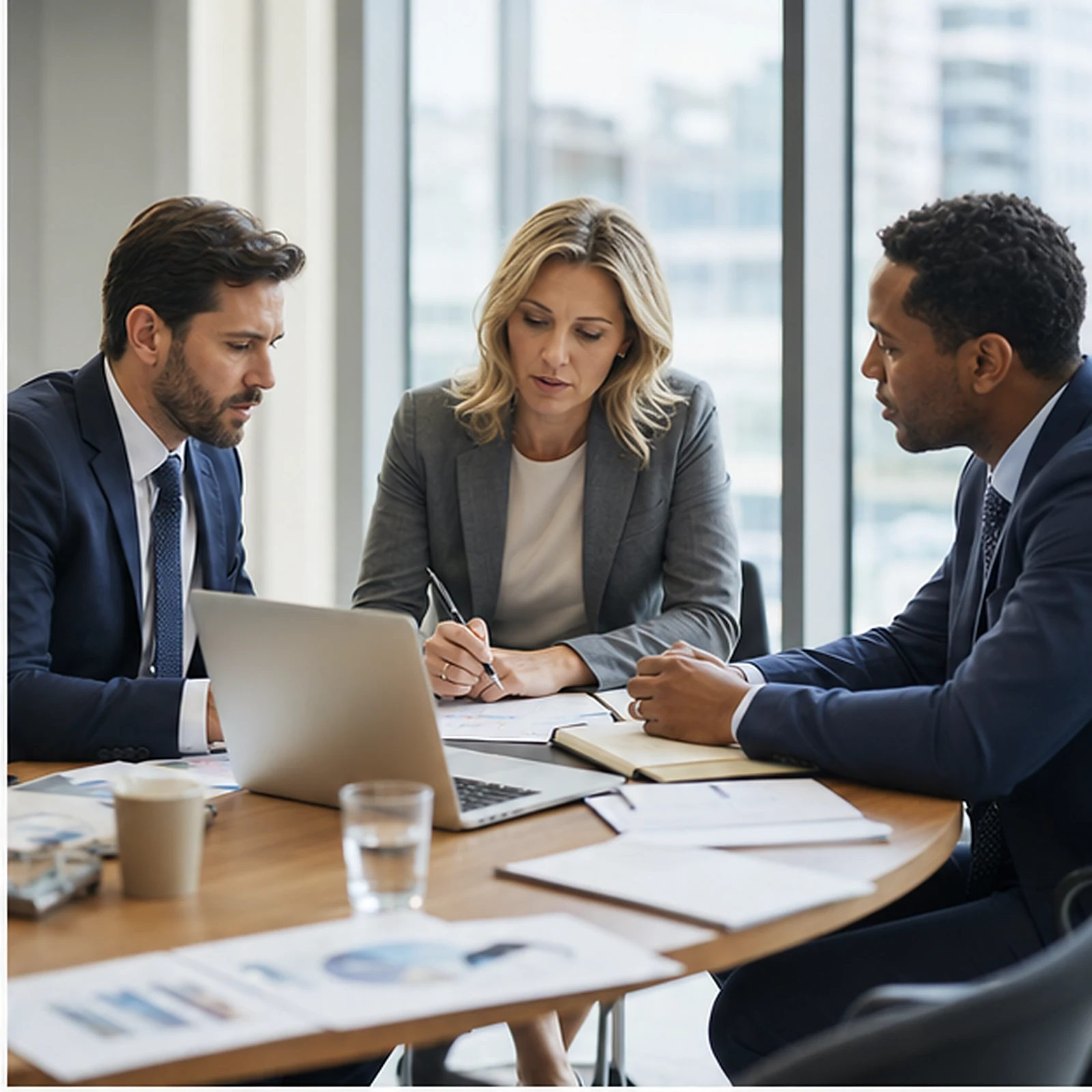 Financial services team in a review meeting