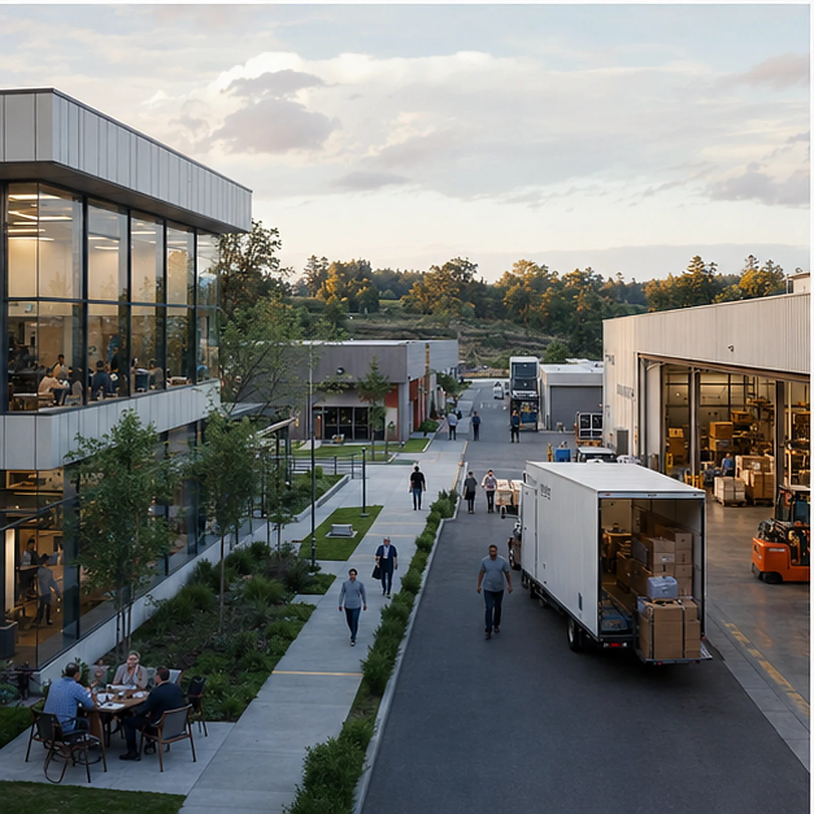 People working across connected business and industrial environments